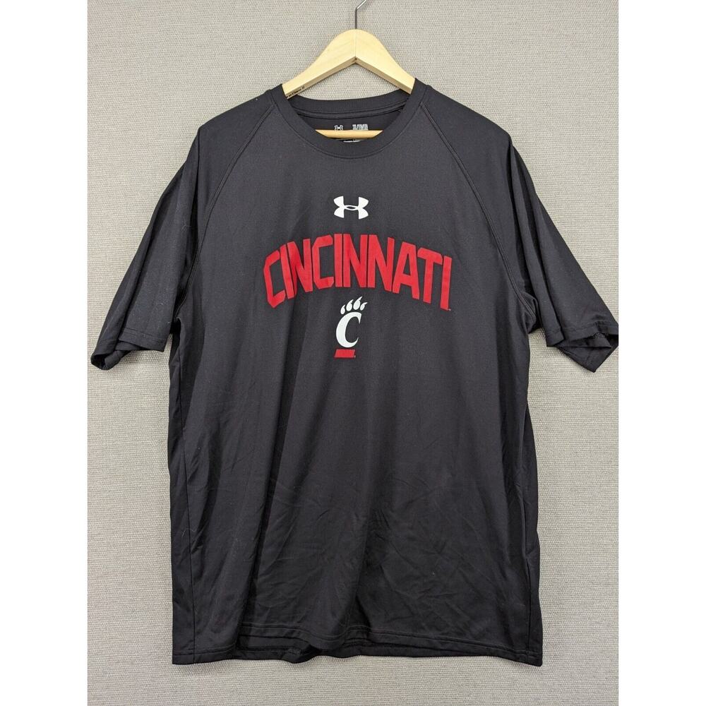 Under Armour Heat Gear Cincinnati Bearcats TShirt Size XL Loose Black -0524D64